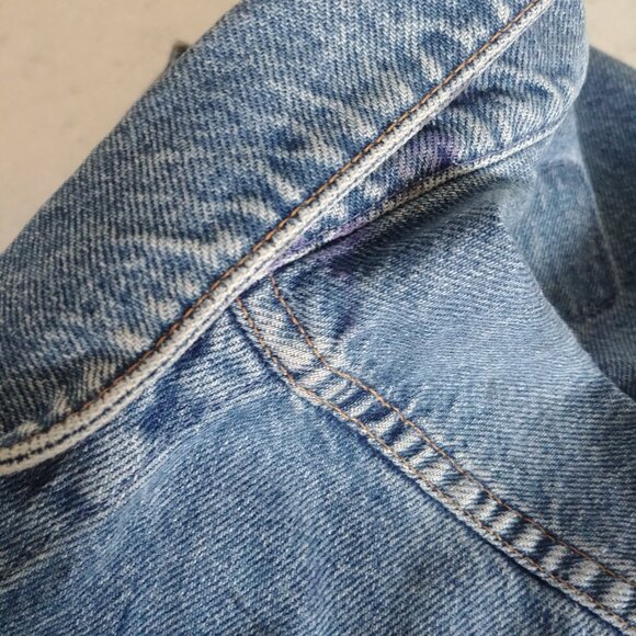 Vintage Gap cropped bracelet sleeve 100% cotton blue denim jean jacket Medium - Picture 12 of 16
